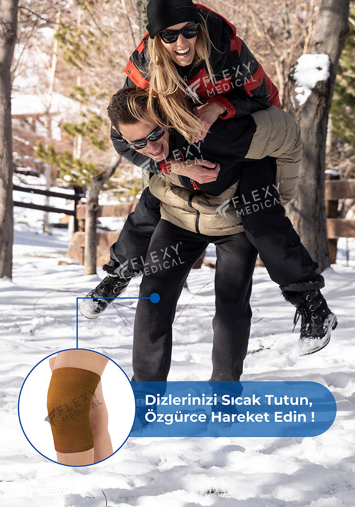 FlexyTherm™ Termal Kahverengi Yün Dizlik Sıcak Tutan Diz Koruyucu Esnek Kaymaz Diz Destekleyici Günlük Kullanım Soğuk Hava İçin Konforlu Unisex Diz Bandı Romatizma Ağrı Destek Dizliği İçlik Kullanımına Uygun