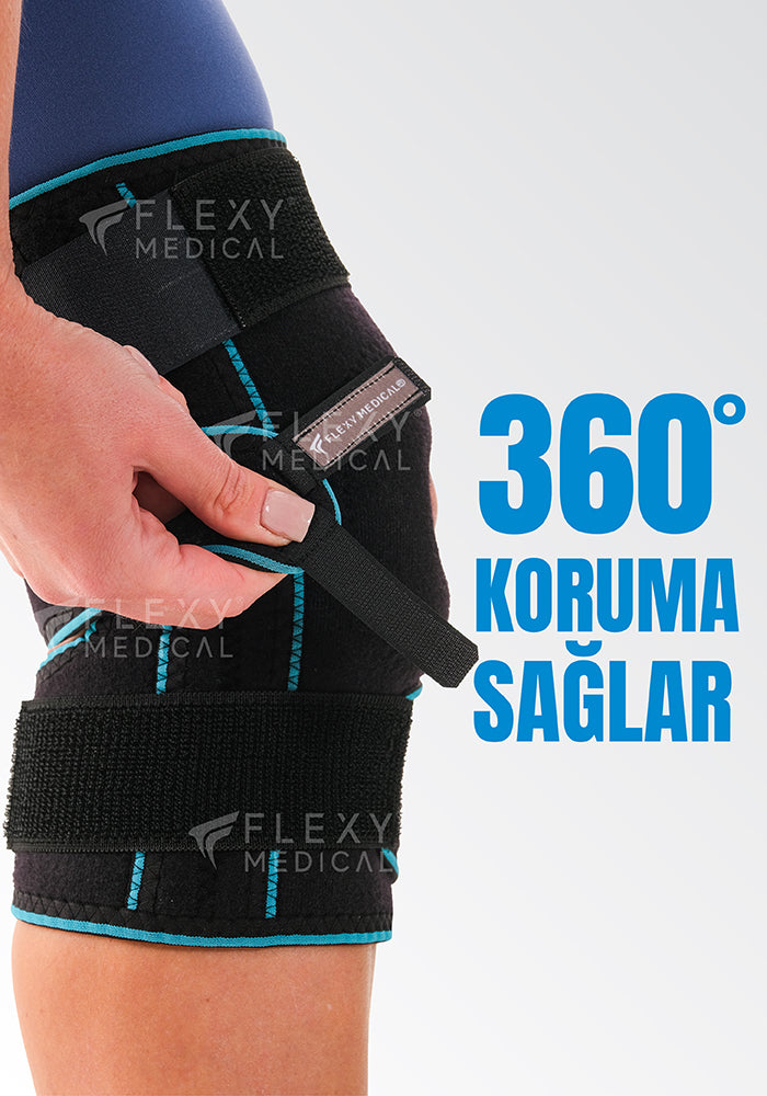 FlexyActive™ Diz Ağrısı için Mavi Silikon Patella Ligament Destekli Ayarlanabilir Dizlik, Menisküs Yırtığı, Artrit, Diz Ağrısı, Eklem Ağrısı, Bağ Yırtılması, Kas ve Eklem Koruması Sağlar