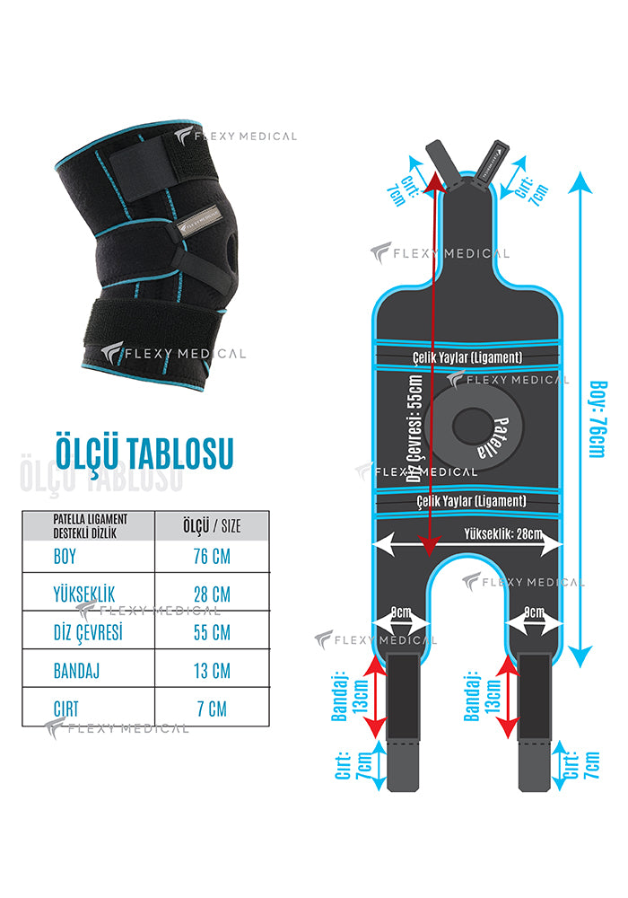 FlexyActive™ Diz Ağrısı için Mavi Silikon Patella Ligament Destekli Ayarlanabilir Dizlik, Menisküs Yırtığı, Artrit, Diz Ağrısı, Eklem Ağrısı, Bağ Yırtılması, Kas ve Eklem Koruması Sağlar