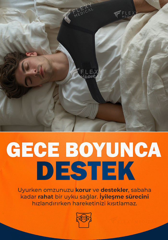 Flexy Medical Omuz Destekleyici Bandaj Ayarlanabilir Ortopedik Tasarım, Kronik Kas ve Eklem Ağrılarını Hafifletici Isı Koruması Sağlar, Sağ ve Sol Kol Uyumlu Nefes Alabilen Konforlu Ortopedik Koruyucu
