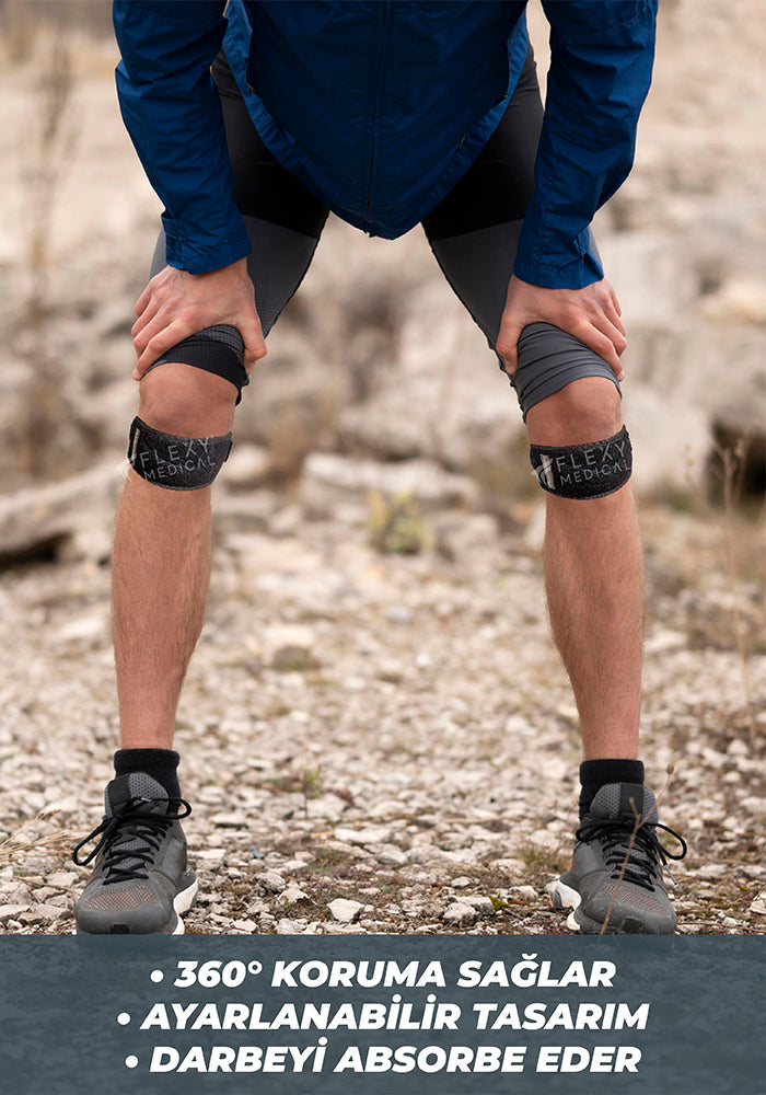 FlexyActive™ Patella Tendon Bandajı Diz Destek Bandı Ortopedik Ayarlanabilir Menisküs Koruyucu Patellar Dizlik Sporcu Bandajı Koşu Fitness Basketbol Jumper's Knee Osgood Schlatter Ağrı Giderici Silikon Destekli
