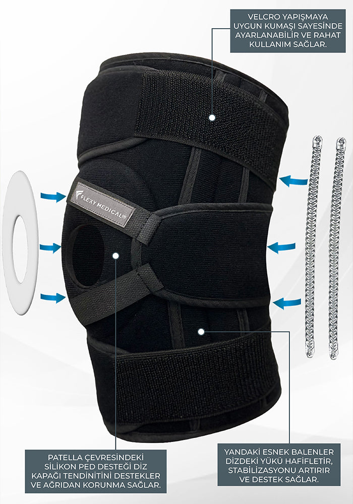 FlexyActive™ Diz Ağrısı için Silikon Patella Ligament Destekli Ayarlanabilir Dizlik, Menisküs Yırtığı, Artrit, Diz Ağrısı, Eklem Ağrısı, Bağ Yırtılması, Kas ve Eklem Koruması Sağlar