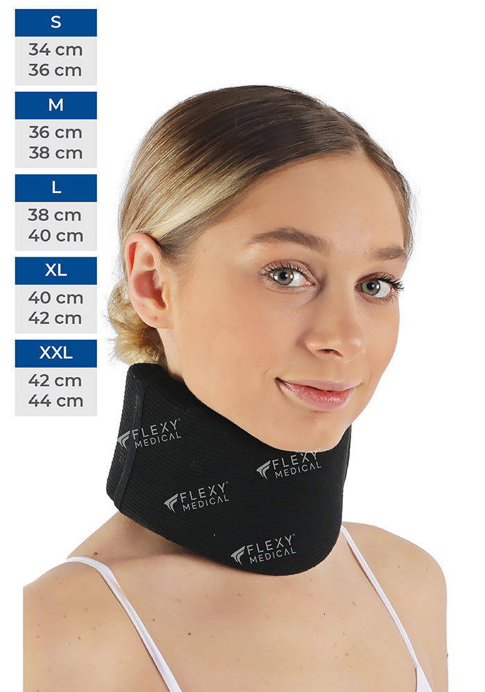 Flexy Medical Ortopedik Siyah Sünger Boyunluk - Boyun Fıtığı, Boyun Düzleşmesi ve Boyun Tutulması İçin Destekleyici Yumuşak Boyunluk - Boyun Ağrısı Giderici Sabitleyici Medikal Boyun Aparatı