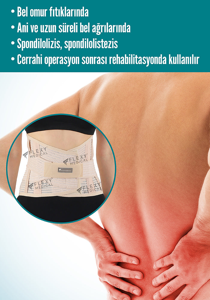 Flexy Medical Çelik Balenli Lumbostad Korse 26cm - Ortopedik Bel Fıtığı Korsesi Medikal Bel Destek Kemeri Ameliyat Sonrası Koruyucu Bel Ağrısı Giderici Esnek Ayarlanabilir Bel Korsesi